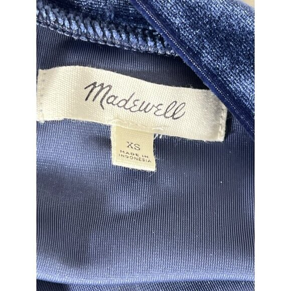 MADEWELL Velvet Tie-Neck Top Royal Blue Sz XS EUC - Picture 4 of 5